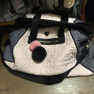 Betsey Johnson Light Pink and Gray Travel Bag